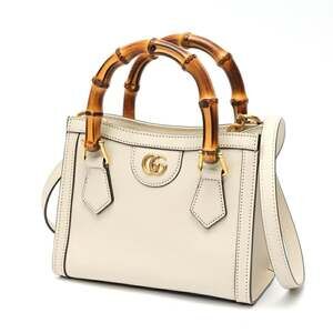 Gucci Diana Mini Tote Bag 655661 Leather Ivory S-159928